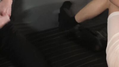 Cute and young Mormons in classy outfits fuck in a van