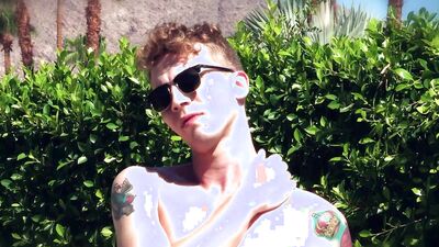Handsome young guy sucked off in the sun and fucked by a stud