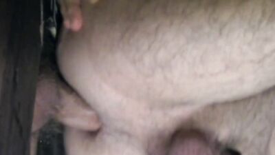 Horny stud takes a fat gloryhole cock in his tight ass