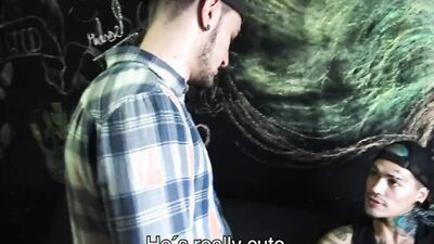 Inked deepthroats a guy before ramming his tight asshole hardcore