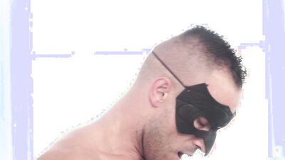 Masked stud with big muscles sucked off by a horny jock