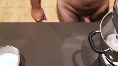 Naughty gay guy prepares a kinky scent by jerking off and cumming