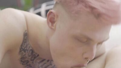 Alt twink with pink hair and piercings fucked by his boyfriend