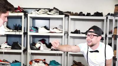 Nerdy dude with glasses takes a fist in his tight ass