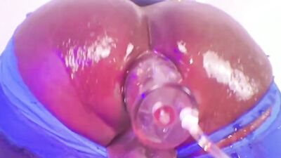 Naughty black dude stretches his asshole with big sex toys