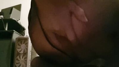 Naughty crossdresser in a sexy pantyhose fingers his ass and masturbates