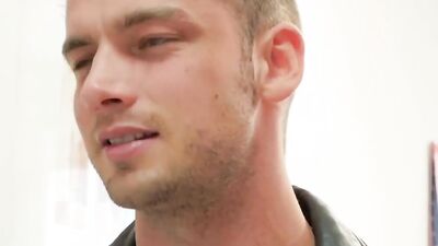 Classy hunk in a suit and tie fucks a young jock hard