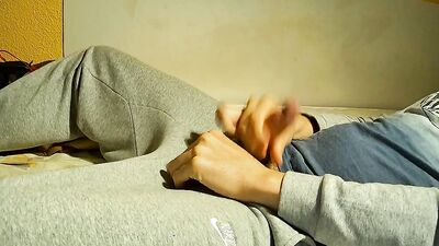 Amateur dude pulls his rock hard cock out to jerk off