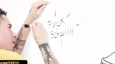 School jock has his tight asshole slobbered on and drilled