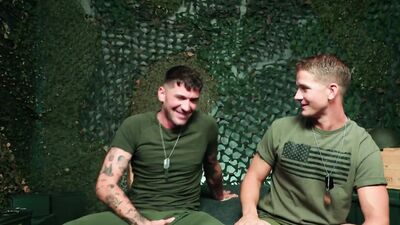 Army jocks with chiseled bodies fuck balls deep after sloppy oral