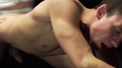 Slender twink bends over for a huge cock in the ass
