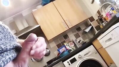 Chubby amateur strokes his cock and cums in a compilation