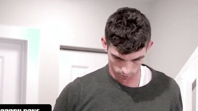 Slender twink sucked off by his church friend before gay fucking