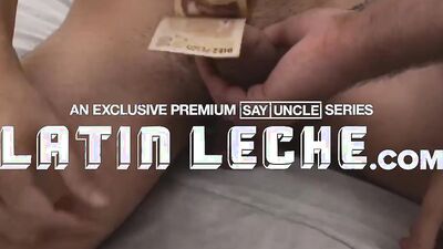 Inked and sexy Latin twink jerks off and gets rammed