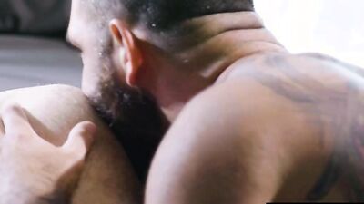 Bearded hunk go for a sloppy rimjob foreplay before hardcore pounding