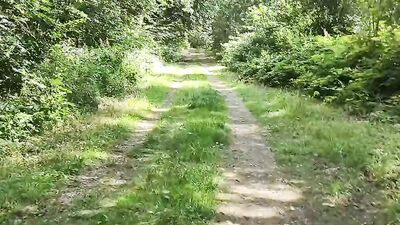 Naughty guy takes a hike naked and shows his shaved cock
