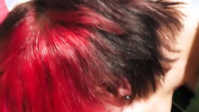 Cute emo twink with red hair sucks dick and gets rammed