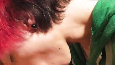 Cute emo twink with red hair sucks dick and gets rammed