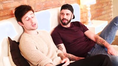 Bearded stud seduces a guy and fucks him after being blown
