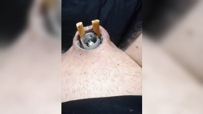 Naughty dude uses his micropenis as an ashtray while smoking