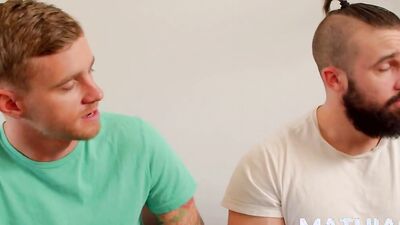Handsome young studs dick sucking and fucking in a threesome