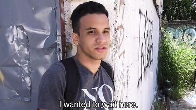 Handsome straight Latino seduced outdoors into sucking dick and being pounded