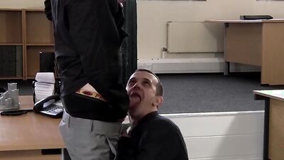 Office twink sucks cock before being banged on the desk