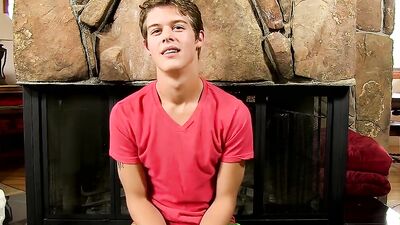 Adorable twink strips after an interview and jerks off with a fleshlight