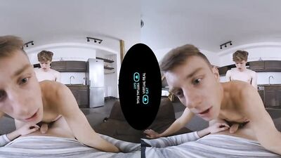 VR POV video with three horny guys dick sucking and fucking