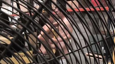 Twink bent over in a warehouse and fucked raw after giving head
