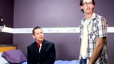 Stud in a suit sucked off by a twink before banging him
