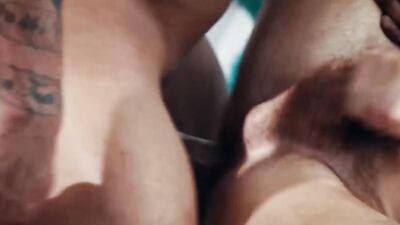 Tattooed and athletic stud sucks a twink off and drills him