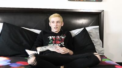 Tiny blond twink takes his clothes off and jerks off solo