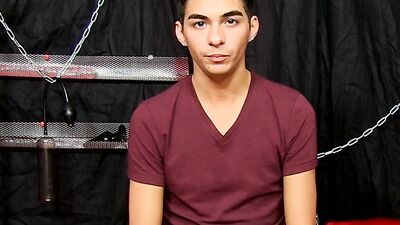 Hot young Latino takes his big cock out and jerks off