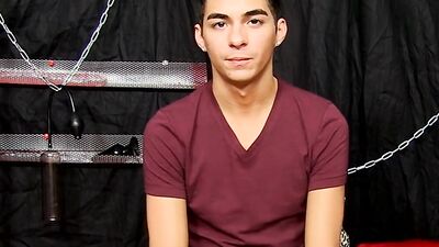 Hot young Latino takes his big cock out and jerks off