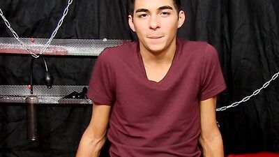 Hot young Latino takes his big cock out and jerks off