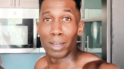 Dashing black stud films himself teasing and jerking off solo