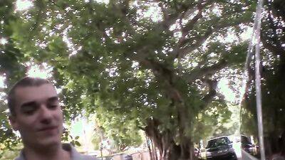 Skinny dude sucked off in a van and banged hard
