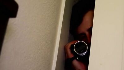 Horny dude spies on two gays fucking before he joins them