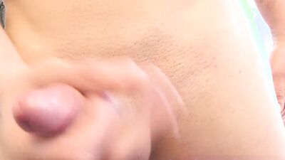Dashing young dude with an attractive body tugs on his cock
