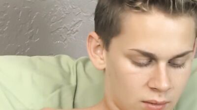 Cute twink has fun at an interview before jerking off