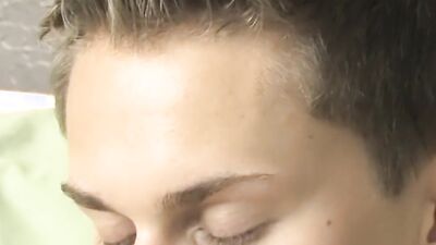 Cute twink has fun at an interview before jerking off