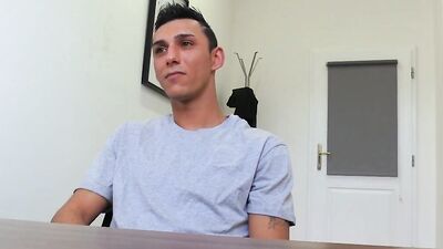 Twink goes to an interview to suck dick and ride it