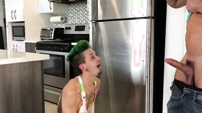 Inked and skinny guy sucks a fat dick before riding it
