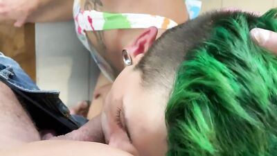 Inked and skinny guy sucks a fat dick before riding it