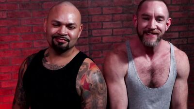 Experienced bears with hairy bodies and tattoos fuck after oral