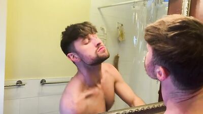 Handsome stud shows his muscles off before hardcore gay fucking