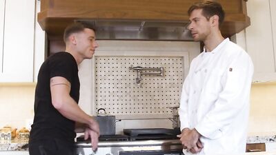 Muscular young studs dick sucking and fucking in the kitchen