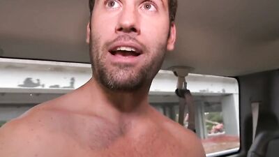 Stud sucked off by a twink in a van before fucking