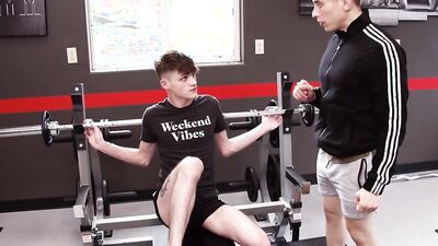 Jock finds twink working out in the gym and fucks him